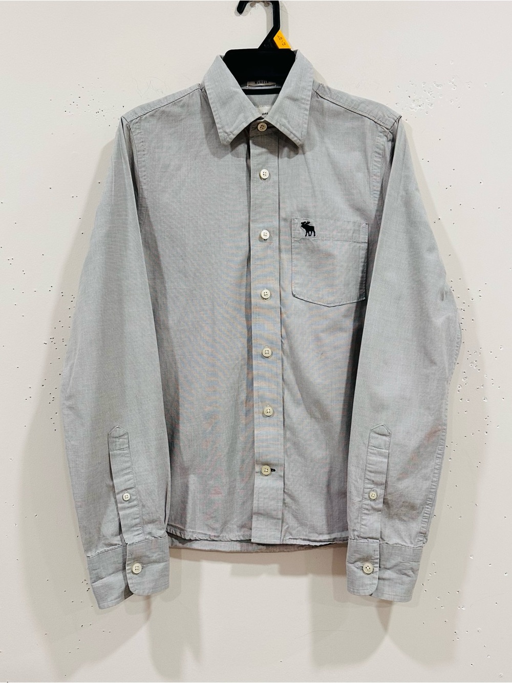 Abercrombie Kids Boys Oxford Shirt Large L Muscle Fit Gray Long Sleeve Icon